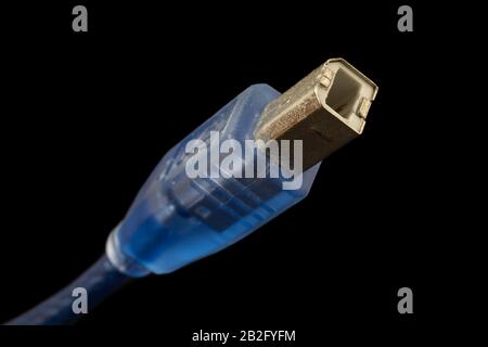 USB-Stecker Typ B, Standard-Stecker. Üblich für Drucker, arduino-boards und andere Geräte. Stockfoto