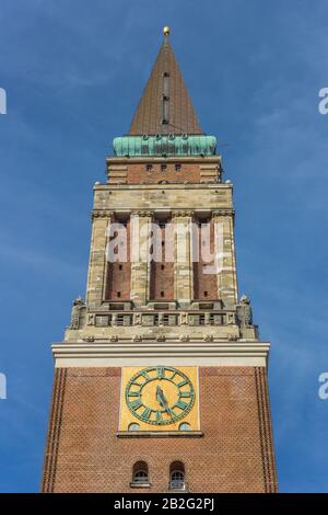 Turm der historischen Rathaus in Kiel, Deutschland Stockfoto