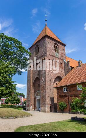 Turm des Klosters St. Catherines in Ribe, Dänemark Stockfoto