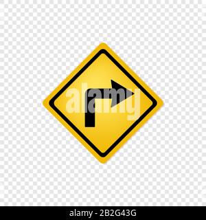 Symbol für Rechtsabbiegung des Straßenschildes. Vektor eps10 Stock Vektor