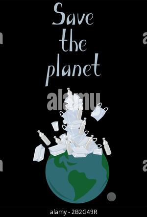 Vector Eco Flyer. Rettet den Planeten, sagt Nein zu Kunststoff. Globales Problem. Stock Vektor