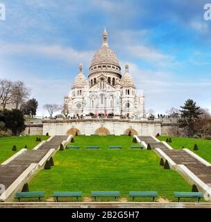 Basilika von Sacré-Coeur in Montmartre, Paris Stockfoto