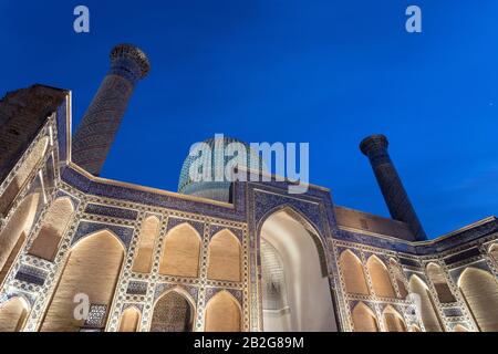 GUR-e-Amir oder Guri Amir (Grab des Königs), ein Mausoleum des asiatischen Konquierers Timur in Samarkand, Usbekistan Stockfoto