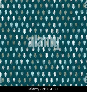 Doodle Pinien Wald nahtloses Vektormuster Stock Vektor