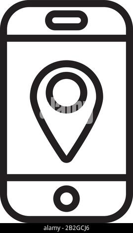 Smartphone mit Symbol für Linienart des Pinzeigers Stock Vektor