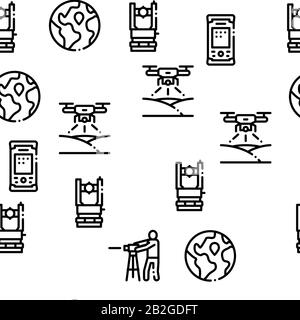 Topographie Forschung Nahtloser Mustervektor Stock Vektor