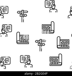 Topographie Forschung Nahtloser Mustervektor Stock Vektor