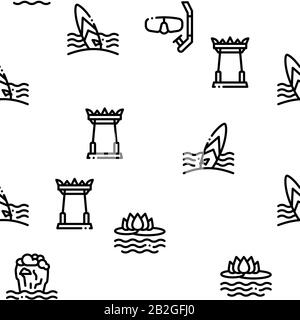 Thailand National Seamless Pattern Vector Stock Vektor