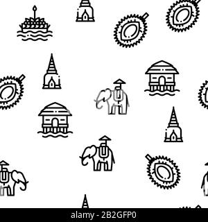 Thailand National Seamless Pattern Vector Stock Vektor