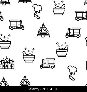Thailand National Seamless Pattern Vector Stock Vektor