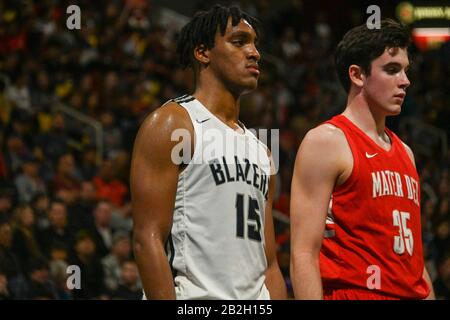 Sierra Canyon Trailblazers Forward Tarren Frank (15) während eines CIF-Southern Section Open Division Championship High School Basketballspiels gegen Mater Dei, Freitag, 28. Februar 2020, in Long Beach, Kalifornien, USA. (Foto von IOS/ESPA-Images) Stockfoto