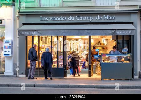 Les Viandes du CHAMP de Mars, Rue Saint-Dominique, Paris, Frankreich Stockfoto