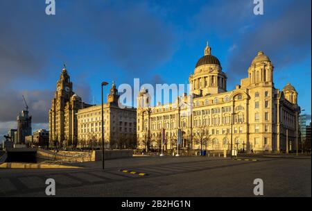 Die Drei Graces in Pierhead in Liverpool Stockfoto