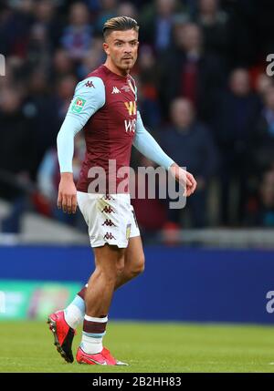 Jack Grealish von Aston Villa - Aston Villa gegen Manchester City, Finale des Carabao Cup, Wembley-Stadion, London, Großbritannien - 1. März 2020 nur redaktionelle Verwendung - es gelten Einschränkungen für DataCo Stockfoto