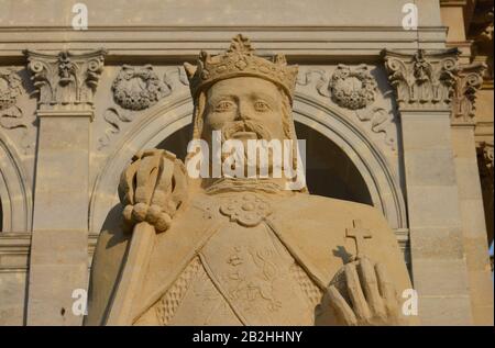 Sandskulptur, Kaiser Karl IV., Karlsbad, stilsicheren Stockfoto