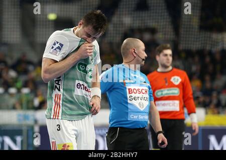 29. Februar 2020, Baden-Württemberg, Mannheim: Handball: Bundesliga, Rhein-Neckar Löwen - TSV Hannover-Burgdorf, 25. Spieltag, Nejc Cehte (3, Hannover Burgdorf). Foto: Michael Deines / dpa Stockfoto