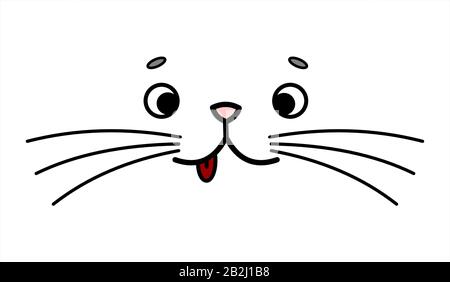 Süßes, Freudiges, Glückliches Gesicht Des Tieres, Emoji. Das Gesicht Der Katze Mit Flüstern Zeigt Zunge, Tetasen. Bild Für Babykleidung, T-Shirts. Vektorbild Isoliert Ein Stock Vektor