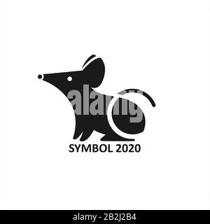 Stilisiertes Bild EINER Maus Oder eines Ratten. Elegantes Schwarz-Weiß-Symbol, Logo In Form EINER Maus Oder eines Rats. Flaches Vektorbild Auf Weißem Hintergrund Isoliert. Sy Stock Vektor