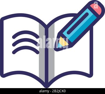 Buch Mit Stift Literatur Symbol Leitung Vektor Buch Mit Stift Literatur Umrisse Zeichen Symbol Abbildung Stock Vektorgrafik Alamy