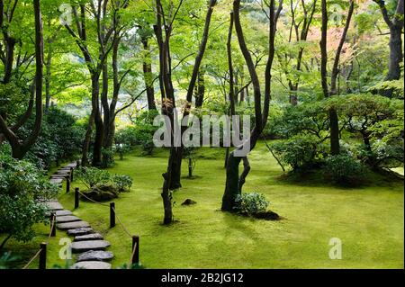 Japan Kyoto Okochi Denjiro Steinpfad im japanischen Garten Stockfoto