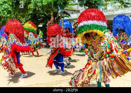 Februar 2020, Brasilianisches Karneval. Popular Culture, Meeting of 'Maracatus de baque solto' ('ländliches Maracatu'), Musik und Tanz typisch für Pernambuco. Stockfoto