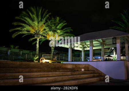 Cabo Verde Ilha do Sal Hotel Belorizonte 4-Sterne-Pool-Blick in der Nacht Stockfoto