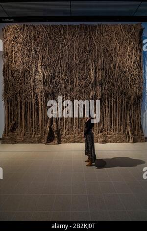 Hayward Gallery, London, Großbritannien. März 2020. EVA Jospin, Foret Palatine, 2019-20 - Unter den Bäumen in der Hayward Gallery, eine neue Ausstellung, die umstellt, wie wir über Bäume und Wälder denken und wie sie die menschliche Zivilisation geprägt haben. Die von Hayward Gallery Director, Ralph Rugoff, kuratierte Ausstellung umfasst kolumbianische Regenwälder, Dschungel in Japan, Olivenplantagen in Israel, skandinavische Wälder und einen unterirdischen Wald in Südafrika. Sie läuft vom 4. März bis 17. Mai 2020. Credit: Guy Bell/Alamy Live News Stockfoto