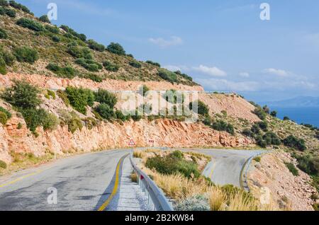 Luftbild über die geschwungene Bergstraße, Datca Stockfoto