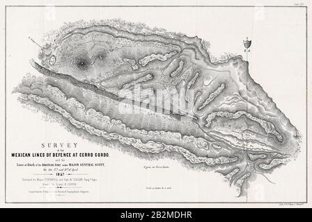 Karte der Schlacht von Cerro Gordo vom 18. April 1847, Mexikanisch-Amerikanischer Krieg (1846-1848), 1848 Stockfoto