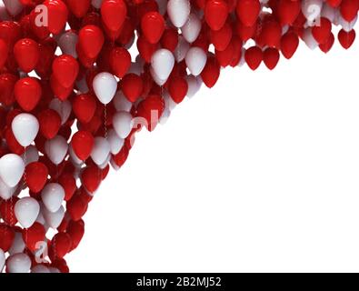 Party Ballons rot und weiß. Isoliert auf weißem Hintergrund. Stockfoto
