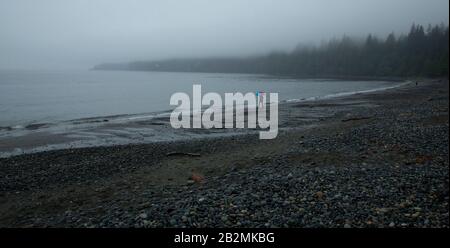 Ein nebeliger Tag am französischen Strand, Vancouver Island Stockfoto