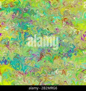 Marmoriertes Papier für Hintergrund oder Endpapier von Buch - Grün und Blau - klein Stockfoto