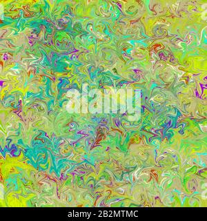 Marmoriertes Papier für Hintergrund oder Endpapier von Buch - Grün und Blau Stockfoto