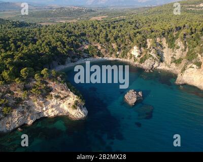 Preveza Luftbild exotischer Strand Alonaki in epirus griechenland neben den Stränden von Skala und ormos odyssea in der Nähe von parga und sivota Stockfoto