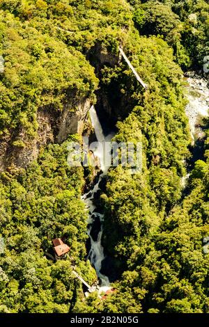 Pailon Del Diablo Wasserfall Verwickelte Tungurahua District Ecuador Luftaufnahme Stockfoto