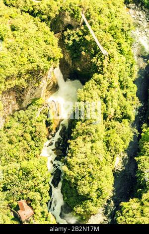 Pailon Del Diablo Waterfall Komplizierte Tungurahua Region Ecuador Luftaufnahme Stockfoto