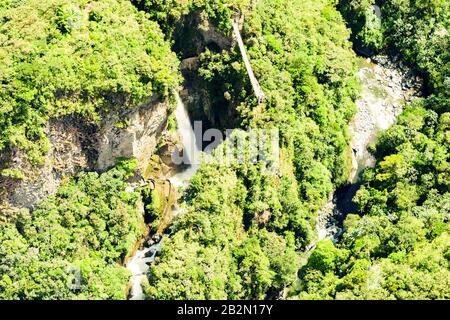 Pailon Del Satan Waterfall Komplizierte Tungurahua District Ecuador Luftaufnahme Stockfoto