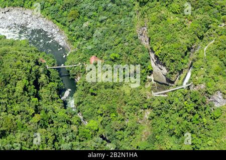 Pailon Del Devil Wasserfall Verwickelte Tungurahua Area Ecuador Luftaufnahme Stockfoto