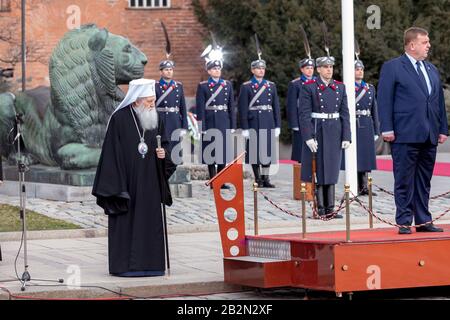 Sofia, Bulgarien - 03. März 2020: Der bulgarische Patriarch Neophyt feiert die Befreiung Bulgariens vom ottonischen Joch. März 2020 in Sofia, Bulgar Stockfoto