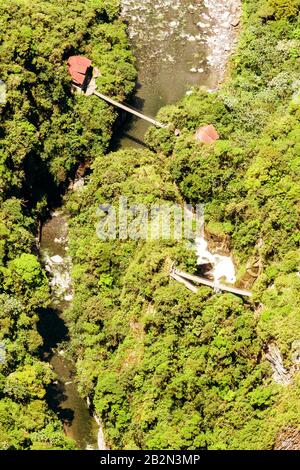 Pailon Del Devil Wasserfall Verwickelte Tungurahua State Ecuador Luftaufnahme Stockfoto