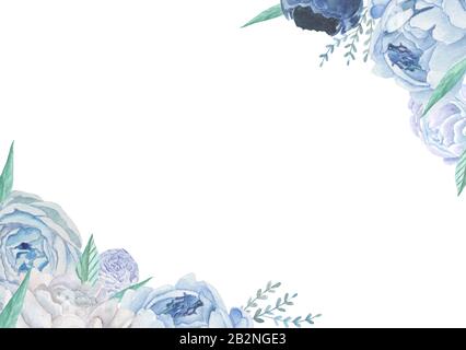 Retro Vintage blaue Rosen auf weißem Hintergrund. Stockfoto