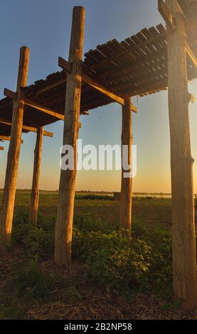 U Bein-Brücke über den Taungthaman-See Amarapura Myanmar originale Holztreppen Stockfoto