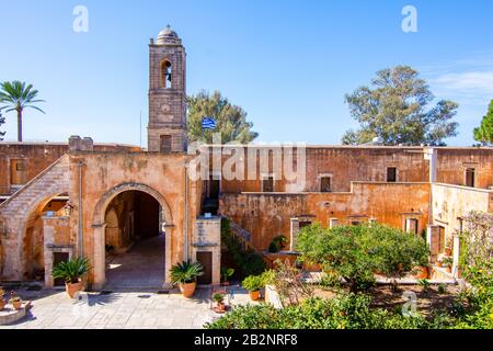 Das Kloster Agia Triada oder das Kloster Agia Triada Tsangarolon ist ein Griechisch-orthodoxen Kloster auf der Halbinsel Akrotiri in der Regionaleinheit Chania. Stockfoto