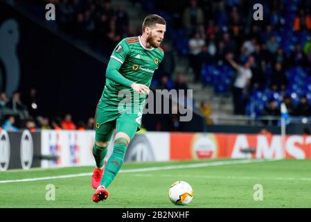 Barcelona - 27. FEBRUAR: Matt Doherty spielt beim Uefa Europa League-Spiel zwischen RCD Espanyol und den Wolverhampton Wanderers im RCDE-Stadion am Februar Stockfoto