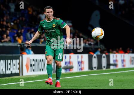 Barcelona - 27. FEBRUAR: Daniel Podence spielt beim Uefa Europa League-Spiel zwischen RCD Espanyol und den Wolverhampton Wanderers im RCDE-Stadion am Februar Stockfoto