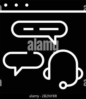 Online-Chating Black Icon, Konzeptabbildung, Vektor-Flat-Symbol, Glyph-Zeichen. Stock Vektor