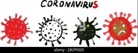 Ansteckende Grippe. Infektionsfilm. Ansteckende Gähnen, Abbildung. Virussilhouette auf weißem Hintergrund. Stockfoto