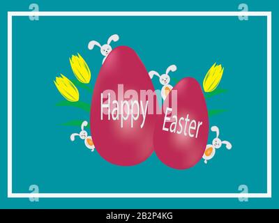 Ostereier. Frohe oster-illustration. Mehrfarbige Ostereier. Ostern. Osterhintergrund. Ostersymbol. Osterkarte. Ostergrüße. Froher Osten Stock Vektor