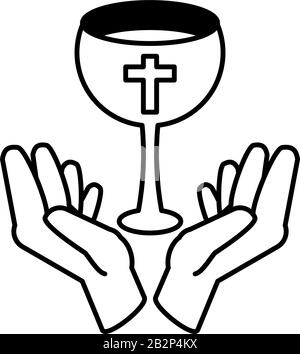 Eucharistie-Symbole für die Illustration von Brot und Wein Stock Vektor