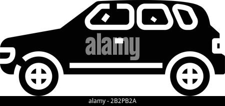 Minivan Auto schwarz Symbol, Konzeptabbildung, Vektor-Flat-Symbol, Glyph-Zeichen. Stock Vektor